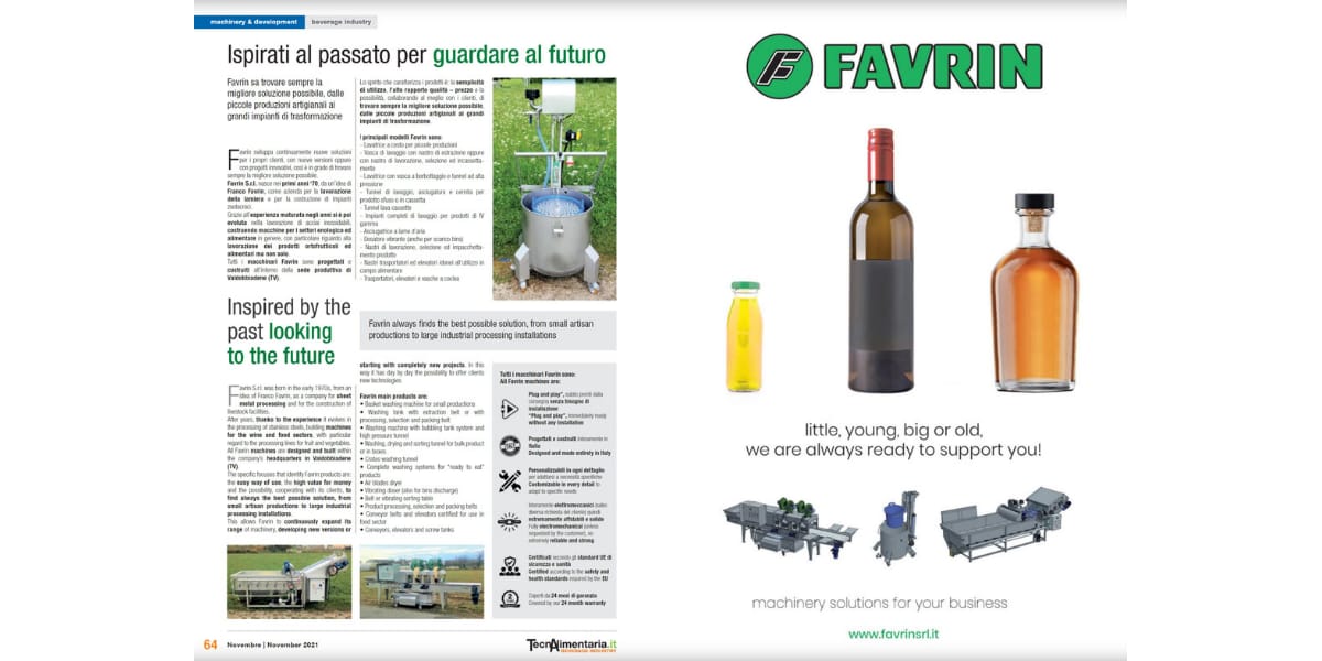  Favrin S.r.l. über die Getränkeindustrie TecnAlimentaria 2021/2022